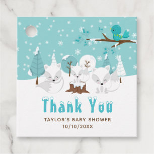 Arctic Foxes Winter Baby Shower Thank You Favour Tags