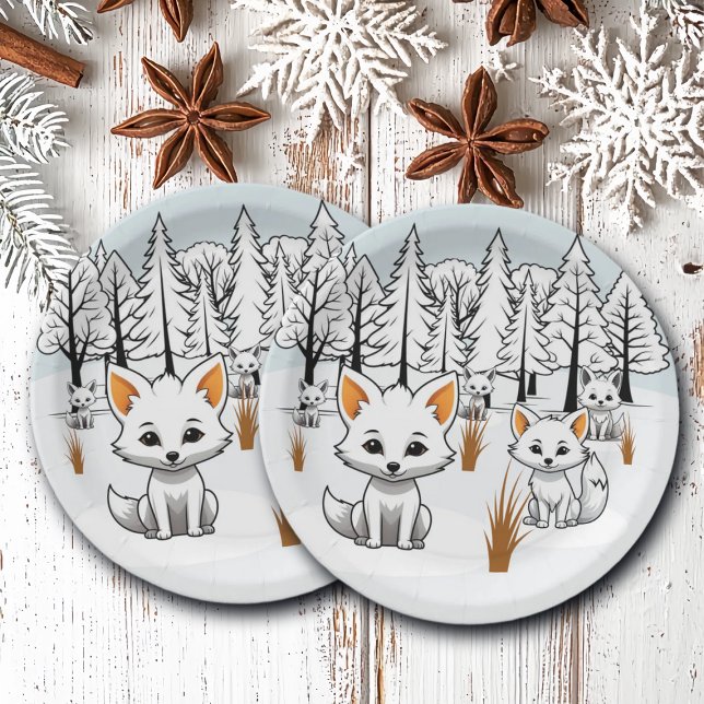 Arctic Foxes - Winter Landscape Paper Plate (Creator Uploaded)