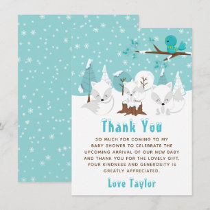 Arctic Foxes Winter Wonderland Baby Shower Thank You Card