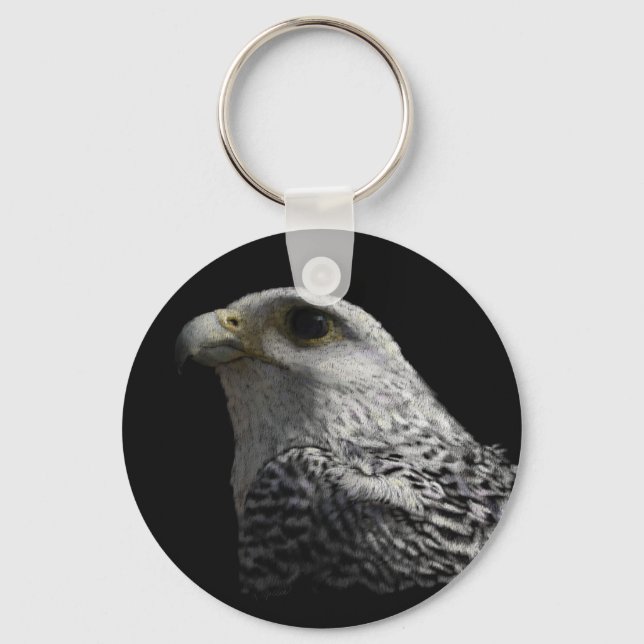 Arctic Gyrfalcon Portrait Painting Key Ring (Front)
