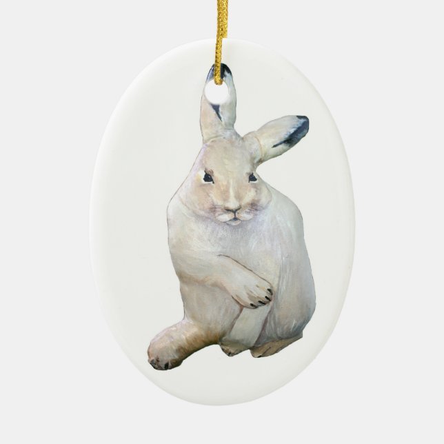 Arctic Hare Ceramic Ornament (Front)