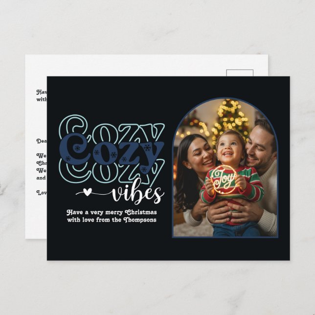 Arctic Holiday Cosy Vibes Retro Christmas Photo (Front/Back)