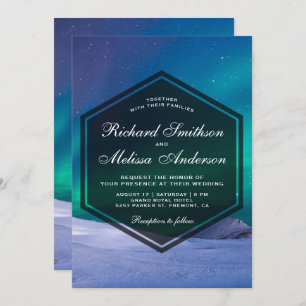 Arctic Ice Aurora Polar Lights Wedding Invitation