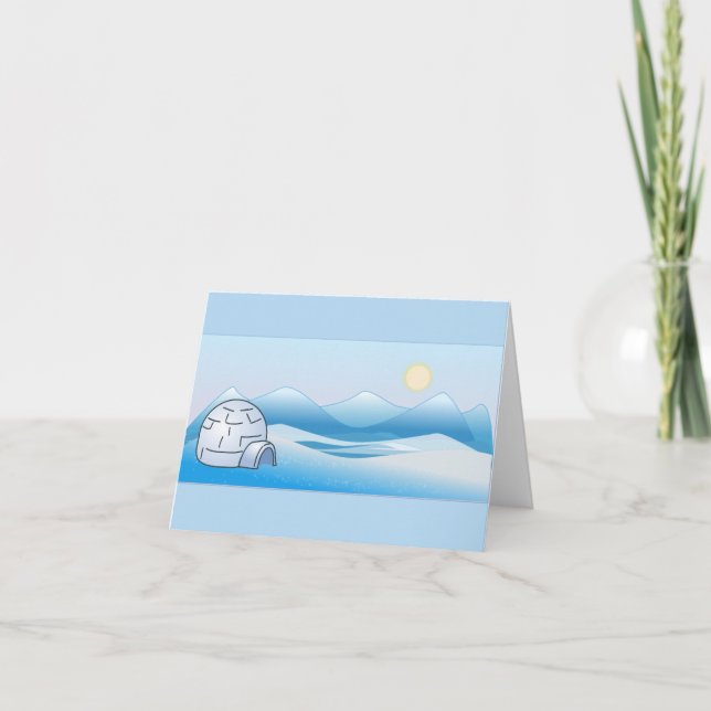 Arctic Igloo Blue Note Card (Front)