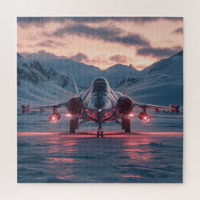 Arctic Jet on Icy Runway – Aviation Puzzle (Vertical)