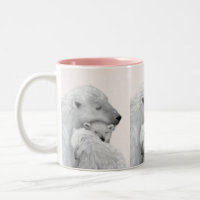Arctic Love: Polar Bear Family in Pink Hues
