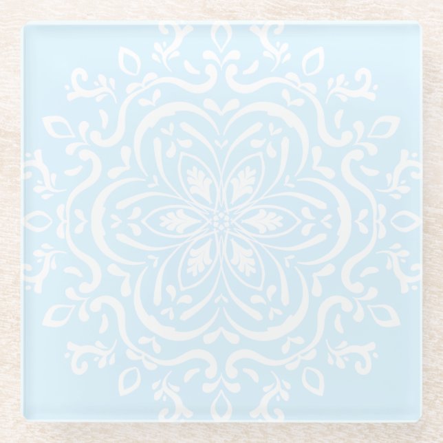 Arctic Mandala Glass Coaster (Front)