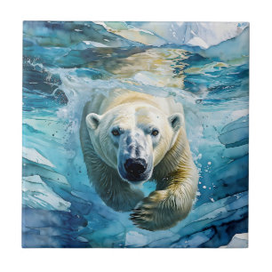 Arctic Mirage: The Swimming Monarch Ceramic Tile
