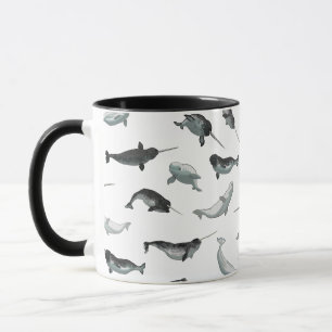 Arctic Narwhals and Belugas Pattern Mug