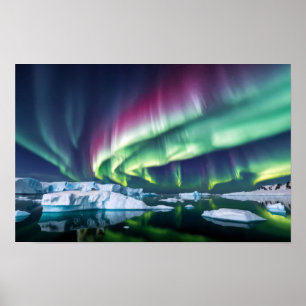Arctic Nature Aurora Iceberg Outdoors Landscape Poster