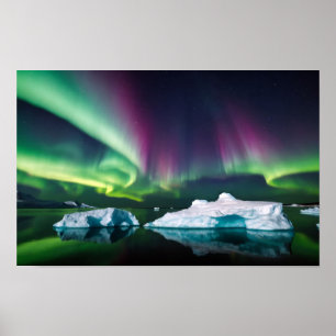 Arctic Nature Aurora Iceberg Outdoors Landscape Poster