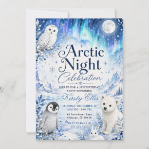 Arctic Night Celebration 5th Birthday Invitation