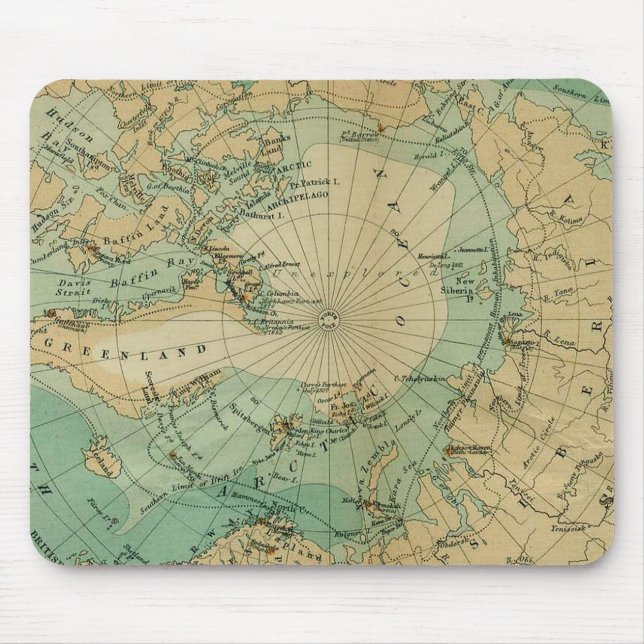 Arctic Ocean Antique Map Mouse Pad (Front)