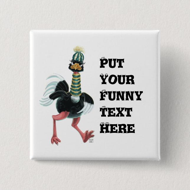 Arctic Ostrich on the Run 15 Cm Square Badge (Front)