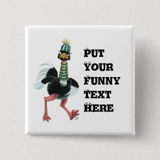 Arctic Ostrich on the Run 15 Cm Square Badge