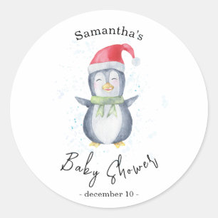 Arctic Penguin - baby shower Classic Round Sticker