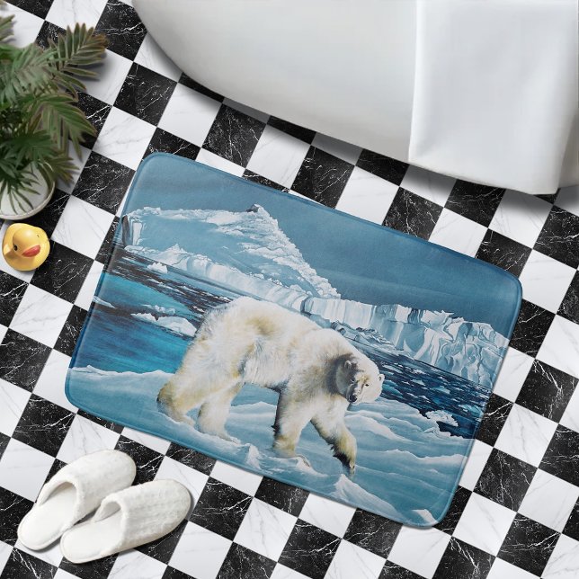 Arctic Polar Bear Blue Bath Mat (Creator Uploaded)