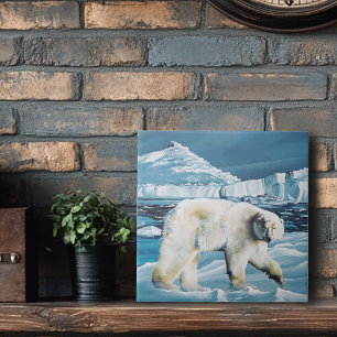 Arctic Polar Bear Blue Ceramic Tile