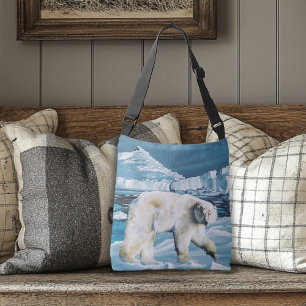 Arctic Polar Bear Blue Crossbody Bag