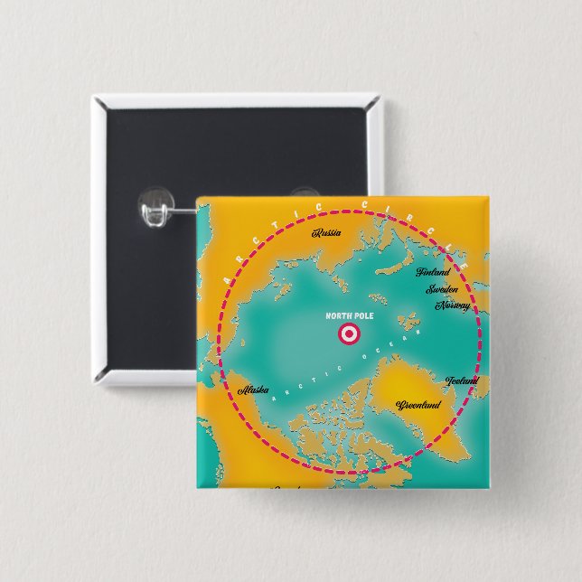 Arctic Region north pole map 15 Cm Square Badge (Front & Back)