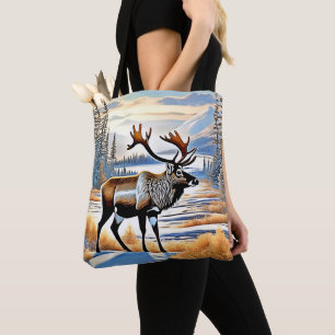 Arctic Reindeer View Design Tote Bag