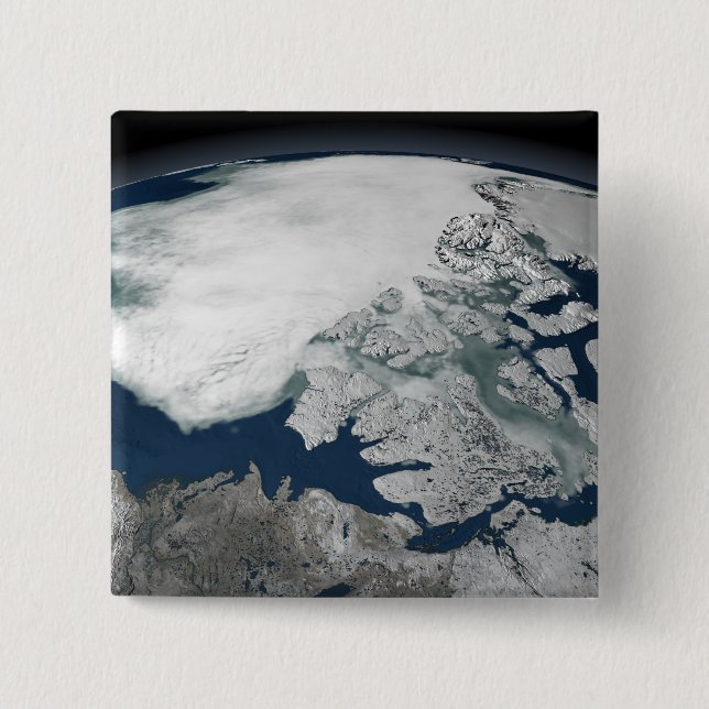 Arctic sea ice above North America 15 Cm Square Badge (Front)