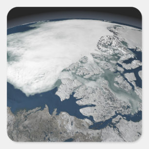 Arctic sea ice above North America Square Sticker
