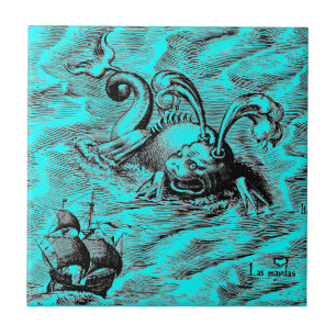 Arctic Sea Monster and Sailing Ship Tile