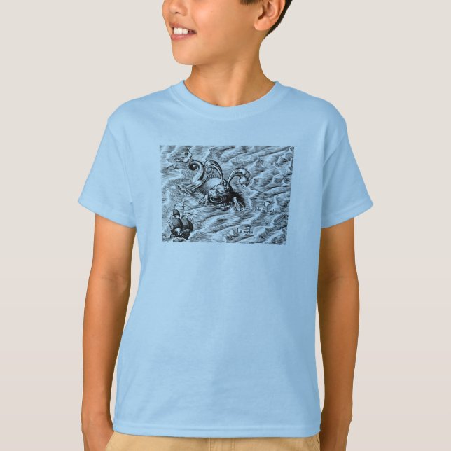 Arctic Sea Monster & Sailing Ship T-Shirt (Front)