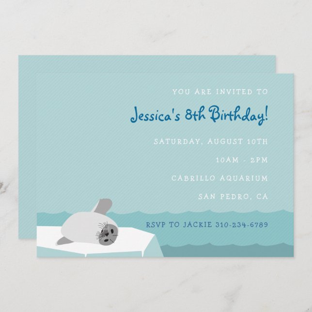 Arctic Seal Ocean Children's Birthday Invitation (Front/Back)