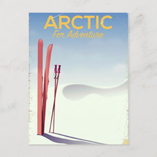 Arctic ski vintage adventure exploration poster postcard