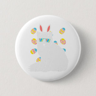 Arctic Snow Fox Bunny Ears Glasses Eggs Easter Ani 6 Cm Round Badge
