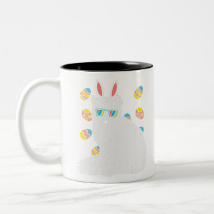 Arctic Snow Fox Bunny Ears Glasses Eggs Easter Ani Two-Tone Coffee Mug