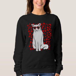 Arctic Snow Fox Heart Glasses Valentines Day Anima Sweatshirt