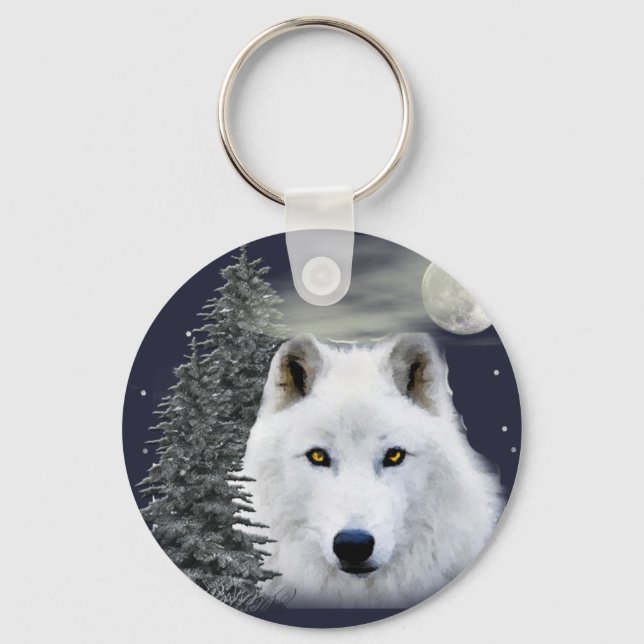 arctic snow wolf key ring (Front)
