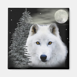 arctic snow wolf magnet