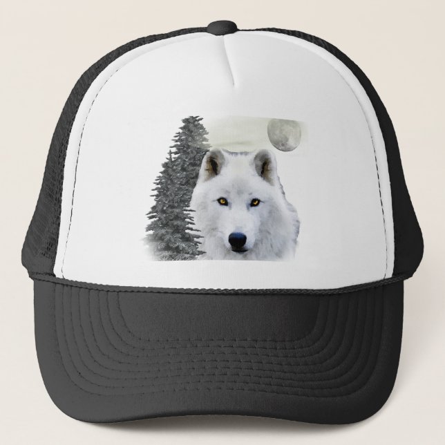 arctic snow wolf trucker hat (Front)