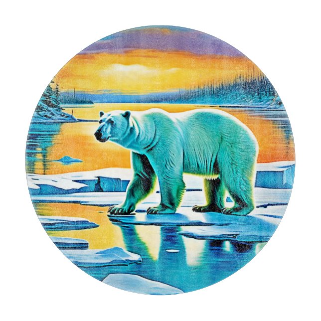 Arctic Sunset Polar Majesty Cutting Board (Front)