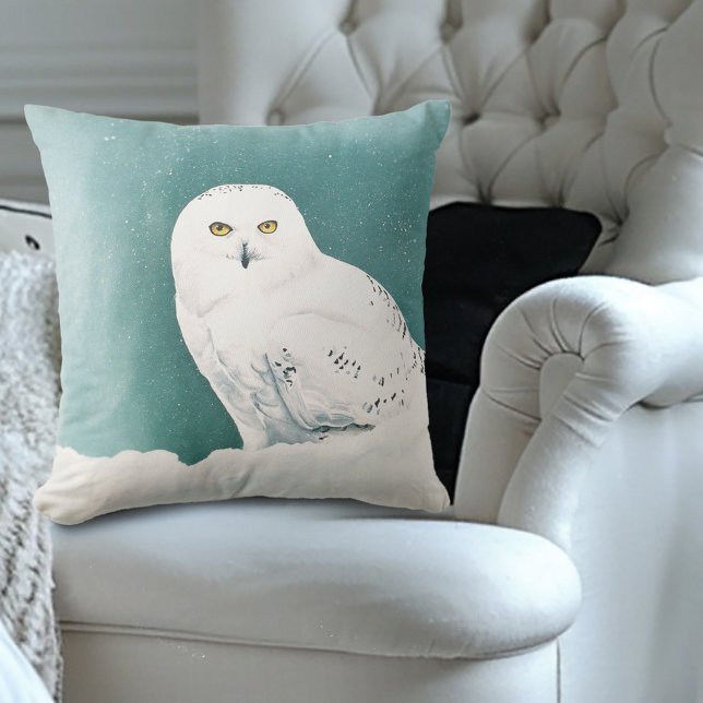 Arctic Teal Snowy Owl Cushion (Creator Uploaded)