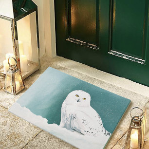 Arctic Teal Snowy Owl Doormat