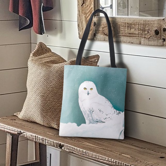 Arctic Teal Snowy Owl Tote Bag (Creator Uploaded)