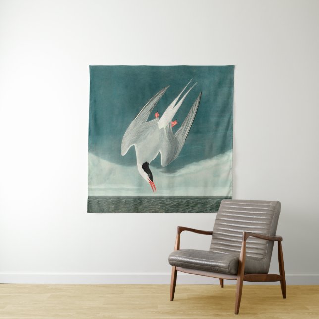 Arctic Tern Audubon Bird Wildlife Painting Tapestry (In Situ)