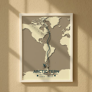 Arctic Tern Migration Map – Minimalist Vintage Poster