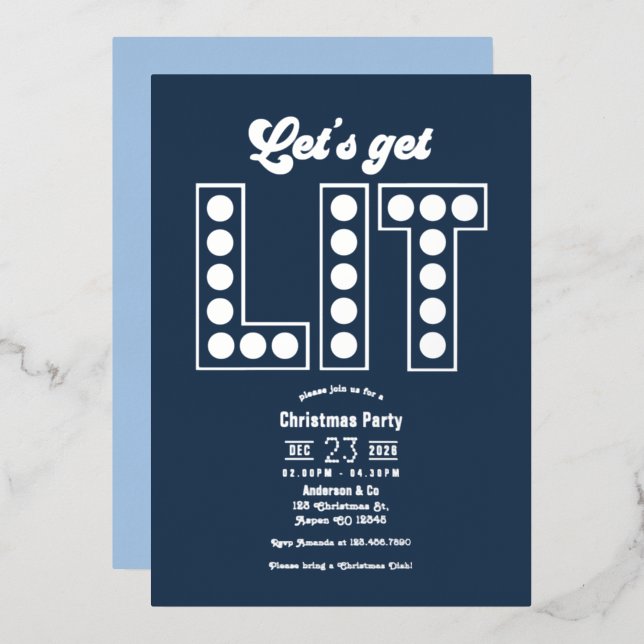 Arctic Twilight Lets Get Lit Retro Christmas Party (Front/Back)