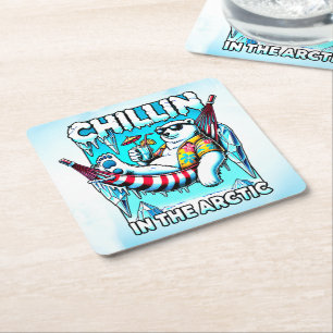 Arctic Vacation Square Paper Coaster