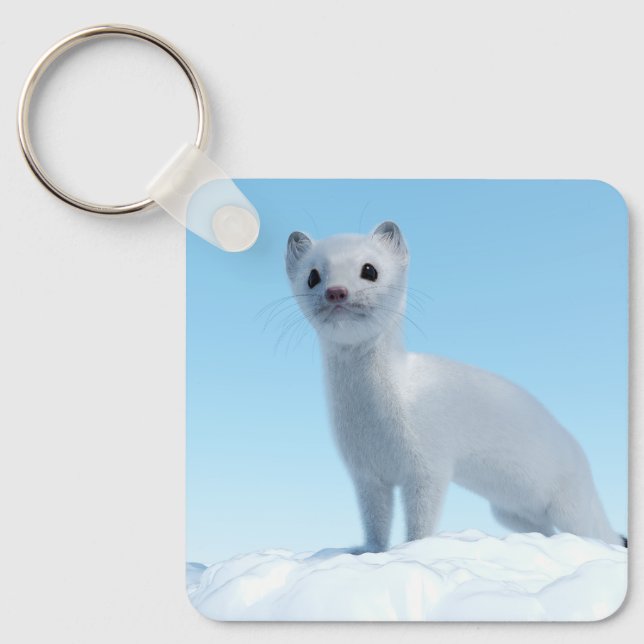 Arctic Weasel Charm Key Ring (Front)