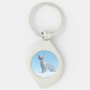 Arctic Weasel Charm Key Ring
