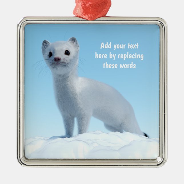 Arctic Weasel Charm Metal Ornament (Front)