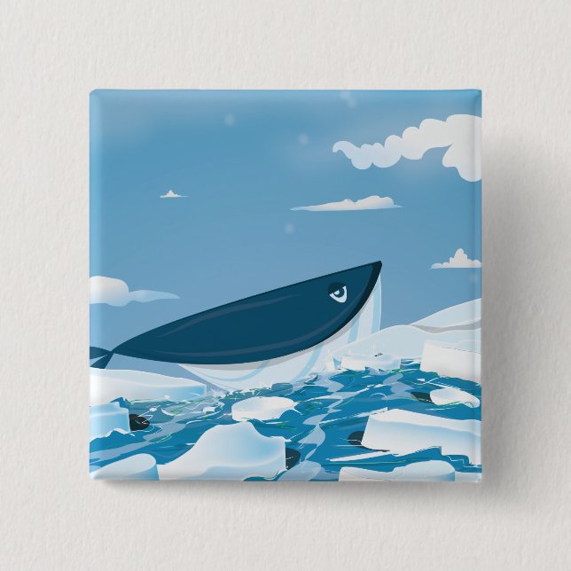 Arctic Whale 15 Cm Square Badge (Front)