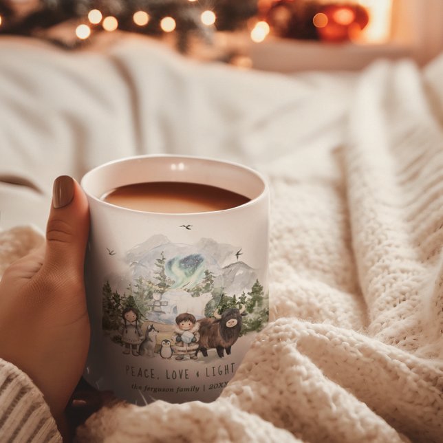 Arctic Whimsy | Peace, Love & Light Holiday  Coffee Mug (Creator Uploaded)